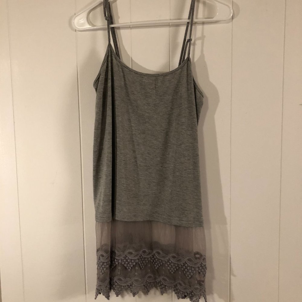 Camille & Co Gray Top with Lace Tunic Large